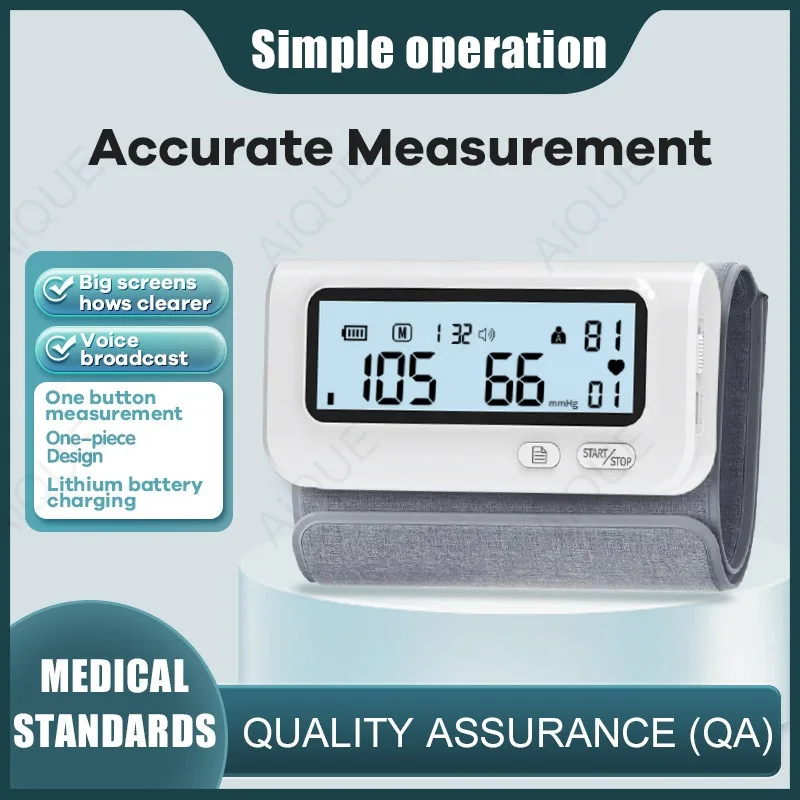 Recharge ALL-IN-ONE Medical Blood Pressure Monitor Tonometer 22-32 Cuff Arm Tensiometer Heart Rate Sphygmomanometer AiQUE blood pressure monitor blood pressure meter