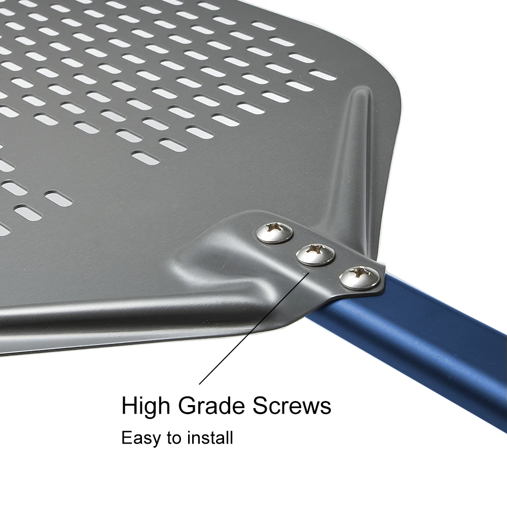 12/13/14/ inch Pizza Peel Perforated Pizzas Shovel Retangular Pizza Paddle with Aluminum Alloy Blue Handle