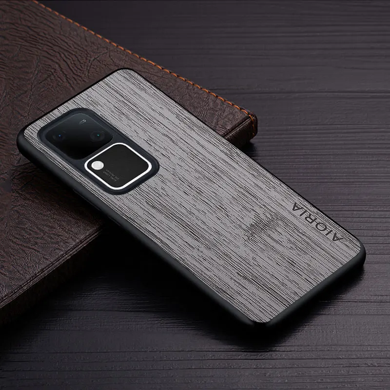Luxury Bamboo Wood Pattern Leather Phone Case Cover
