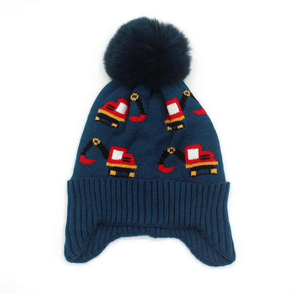 Winter Baby Hat Pompom Fleece Lining Baby Beanie Infant Bonnet Kids Cap for Girls Boys Bobble Kids Hat for Children 2-7Y