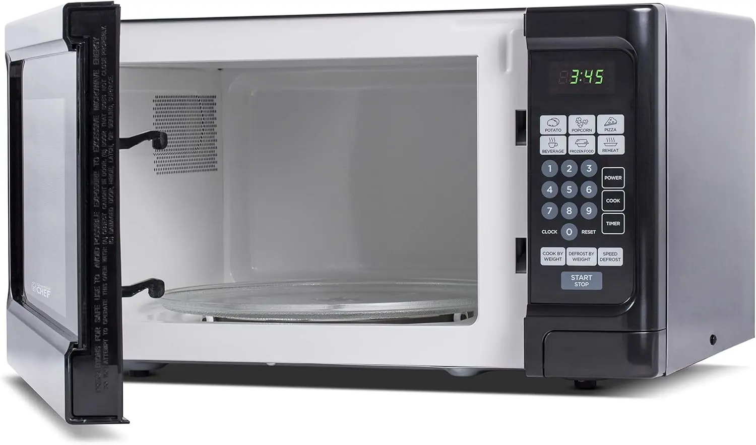 Countertop 1.1 Cubic Feet Microwave Oven, 1000 Watt, Black Front with Black Cabinet, Commercial Chef CHCM11100B 5