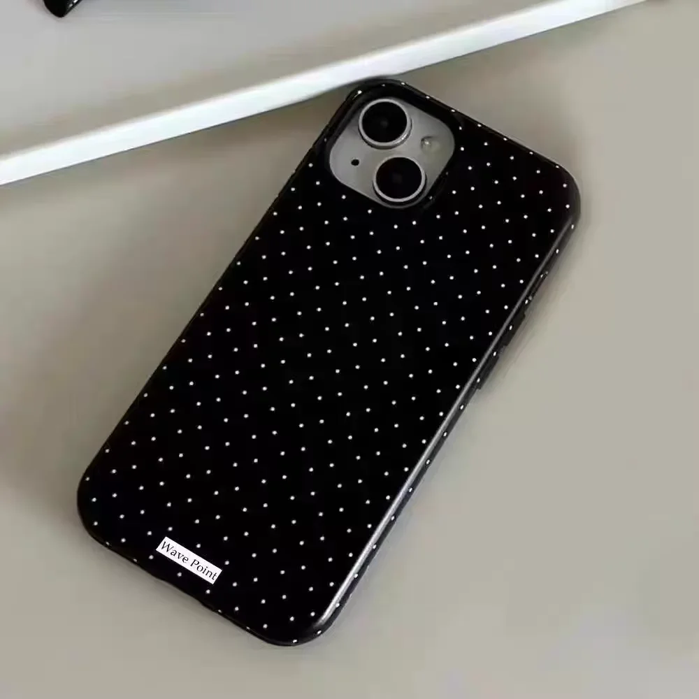 Chic Black & White Polka Dots Silicone Phone Case - Stylish Soft Cover