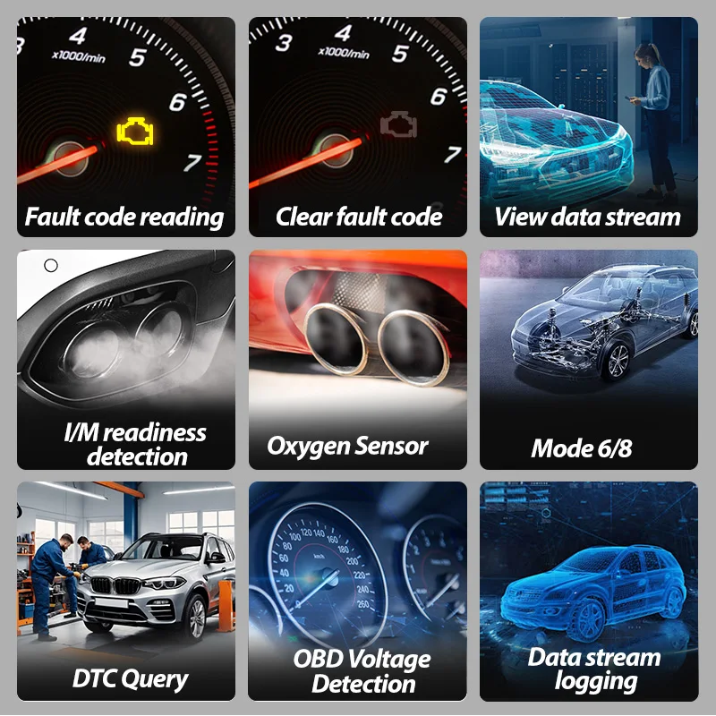 TopDiag T200 Car OBD2 Scanner Diagnostic Tool Engine Code Reader Car Voltage Tester Automotive Vehicle Fault Code Scanner OBDII 2