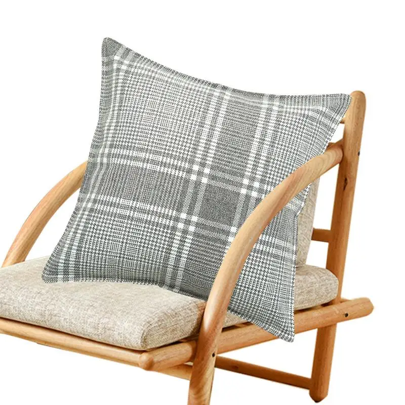 

Plaid Linen Throw Pillow Cases Decorative Casual Cushion Cover 18x18 Inches Cushion Covers For Sofa Couch Bed&Car Decorative