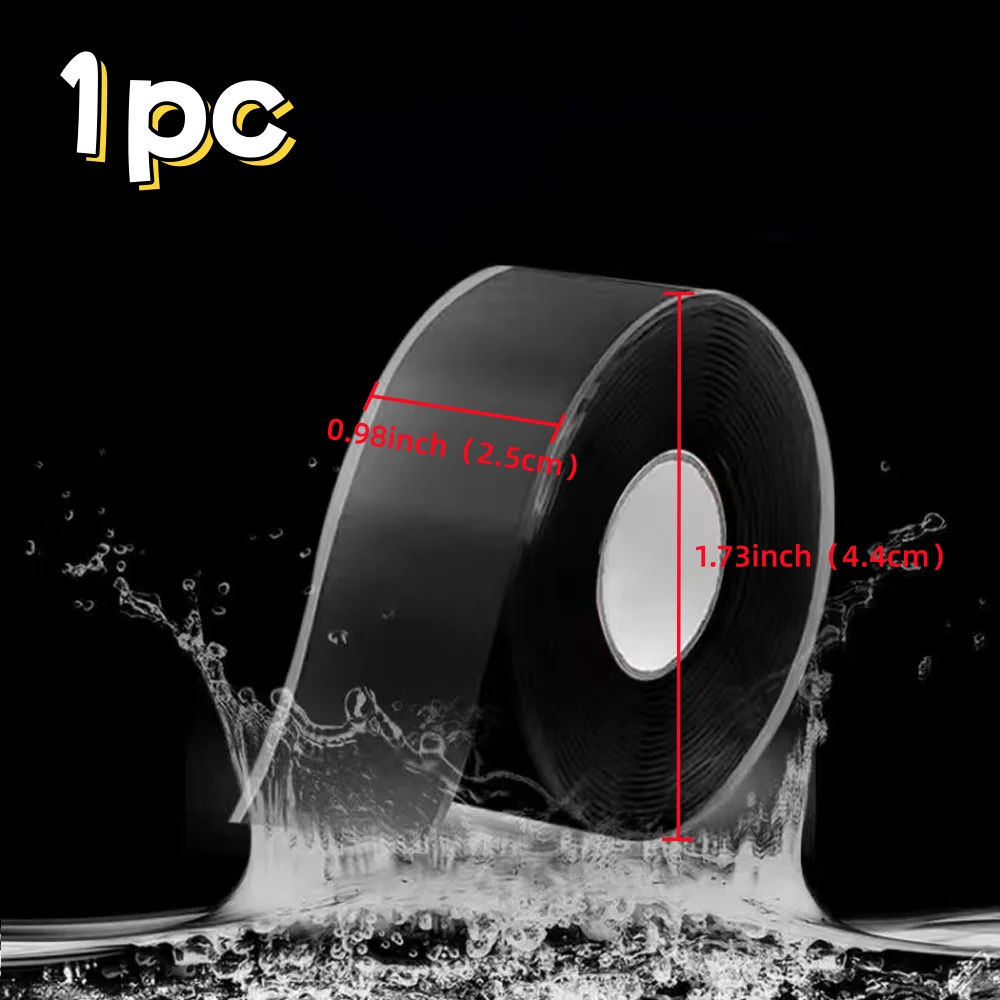 Black Self-Adhesive Silicone Repair Tape - Heavy-Duty, Waterproof, Heat-Resistant, and Insulated