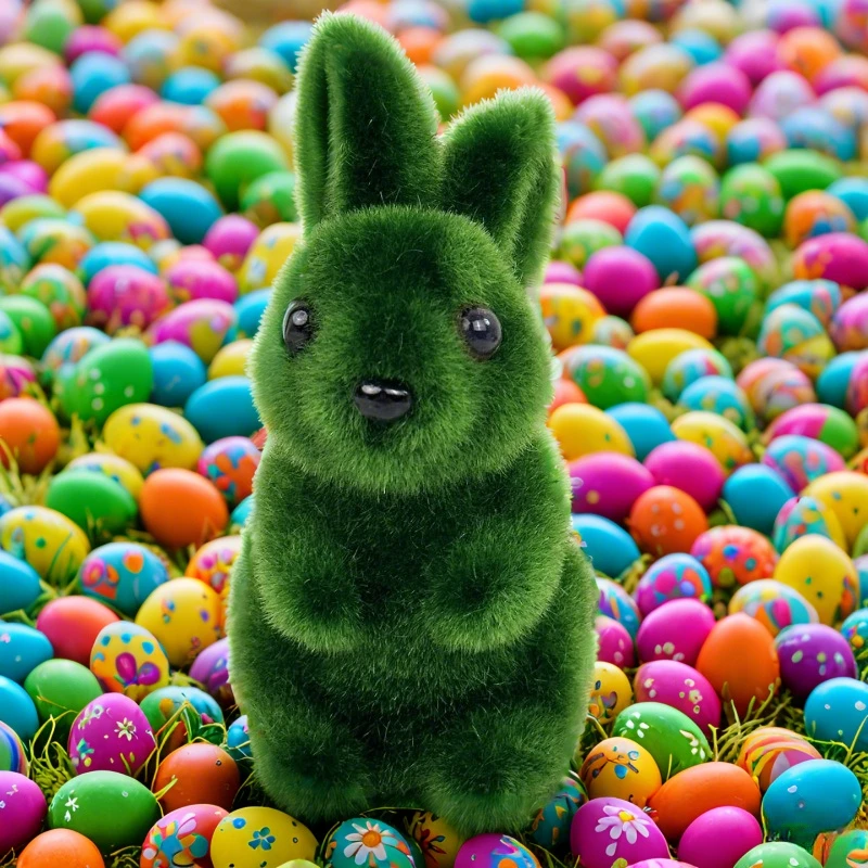 Easter Bunny Foam Flocking Simulation Moss Stereoscopic Holiday Decoration for Home Table Garden Party Gardening Ornament