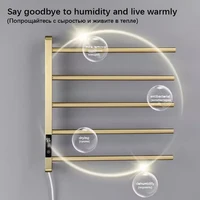 ห้องน้ําแปรงทองผ้าเช็ดตัวอุ่นอุณหภูมิควบคุมเวลาไฟฟ้าอุ่นราวแขวนผ้าเช็ดตัวสแตนเลสชั้นวางผ้าขนหนูไฟฟ้า 3