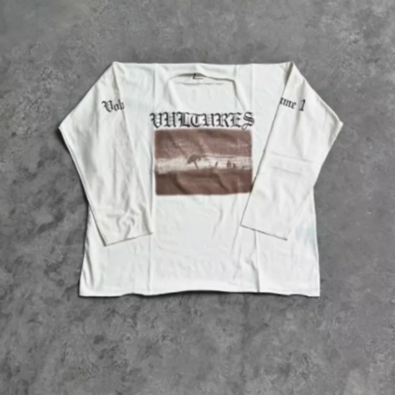 トップス VULTURES VOLUME 1 LONG SLEEVE / WHITE Grey Blue White Kanye West Vultures Long Sleeved T Shirt Men