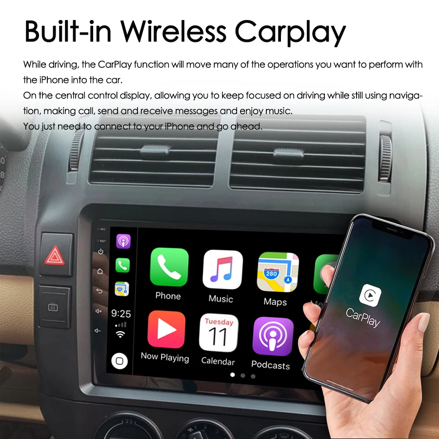 Autoradio GPS Volkswagen Polo 2004-2011 Carplay Android Alkadyn