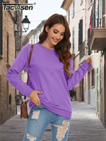 TACVASEN Sweat-shirt léger à manches longues et col rond pour femme - Pull décontracté - Sweat-shirt d'extérieur - Vêtements de sport 6