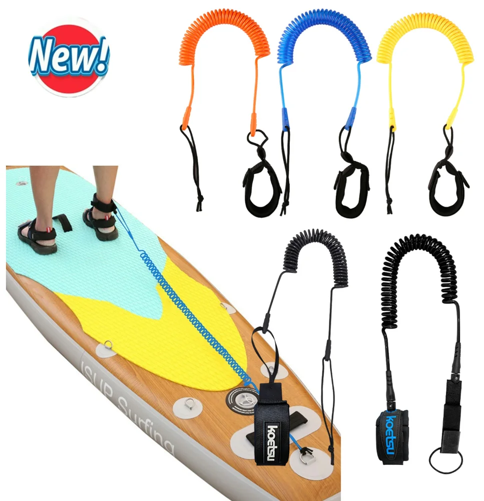 Sup Board Foot Leg Rope Practical Coiled Surfboard Leash Elastic Surfing Stand UP Paddle Board Ankle Leash Surfing Accessories surfboard leash