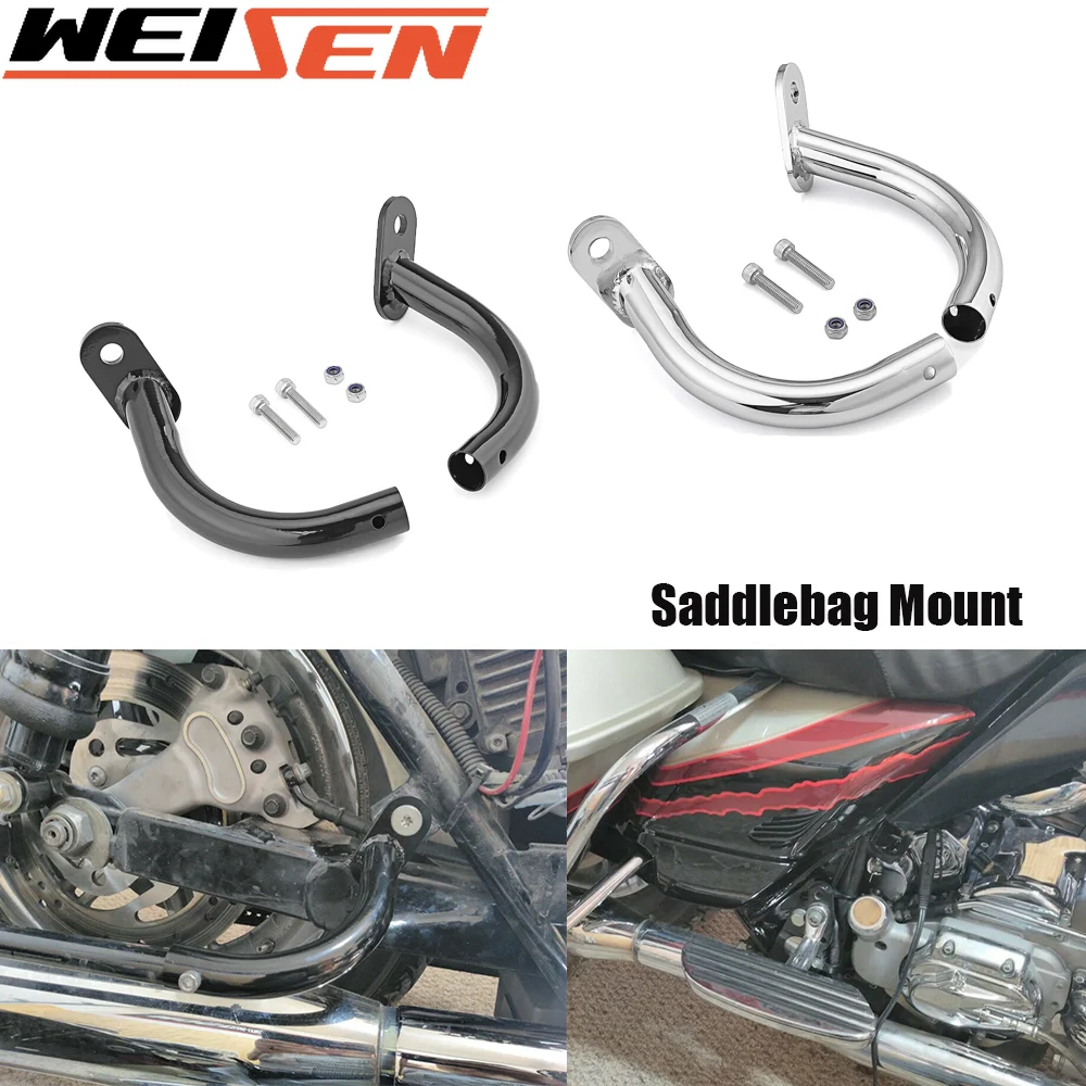 

For Harley Davidson Touring Electra Glide FLHT 1997-2008 Motorcycle Saddlebag Guard Eliminator Bracket Chrome /Gloss Black