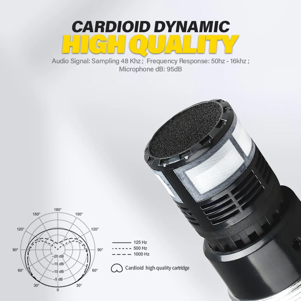 Canais de Metal Microfone sem Fio com Eco Agudos Baixo Karaoke Uhf Duplo Handheld Dinâmico Sistema Microfone para Cantar pa Alto-falante 2 - Image 5