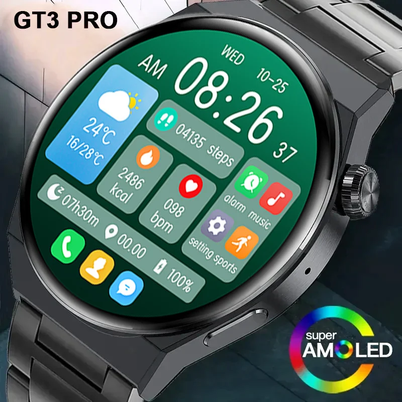 

New Smart Watch Men GT3 Pro AMOLED 390*390 HD Screen Heart Rate Bluetooth Call IP68 Waterproof SmartWatch For Huawei Xiaomi 2024
