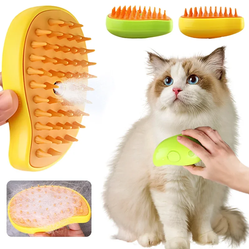 

Cat Dog Steamy Brush Massage Comb Built-in Electric Water Spray Soft Silicone Pet Hair Removal Grooming Brush Cat Accessories