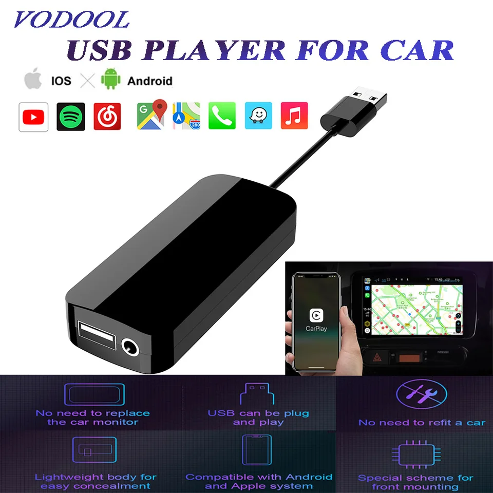 USB Android Auto & Wireless Apple Carplay Adaptor + Android