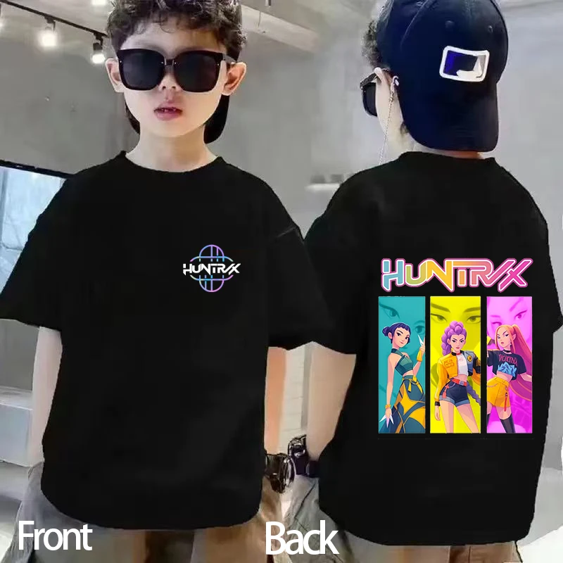 New 2025 Korean Wave Demon Hunter Printed Fashion Casual Round Neck Cartoon Girl And Boy Cotton T-shirt 1