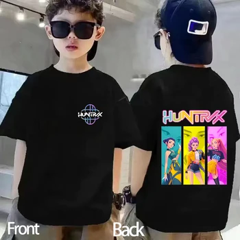 New 2025 Korean Wave Demon Hunter Printed Fashion Casual Round Neck Cartoon Girl And Boy Cotton T-shirt 1