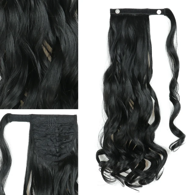 MERISIHAIR Synthetic Long Straight Wrap Around Clip In Ponytail Hair Extension Heat Reistan Pony Tail Fake Hair i88-1b