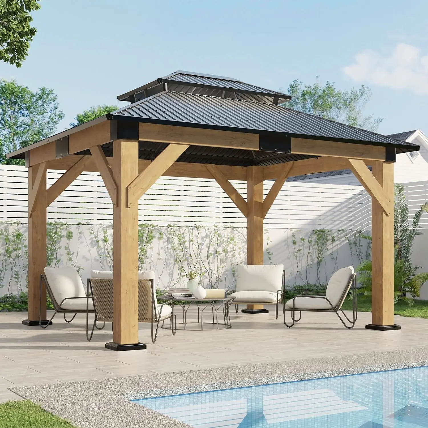 10x12 Hardtop Wood Gazebo 1