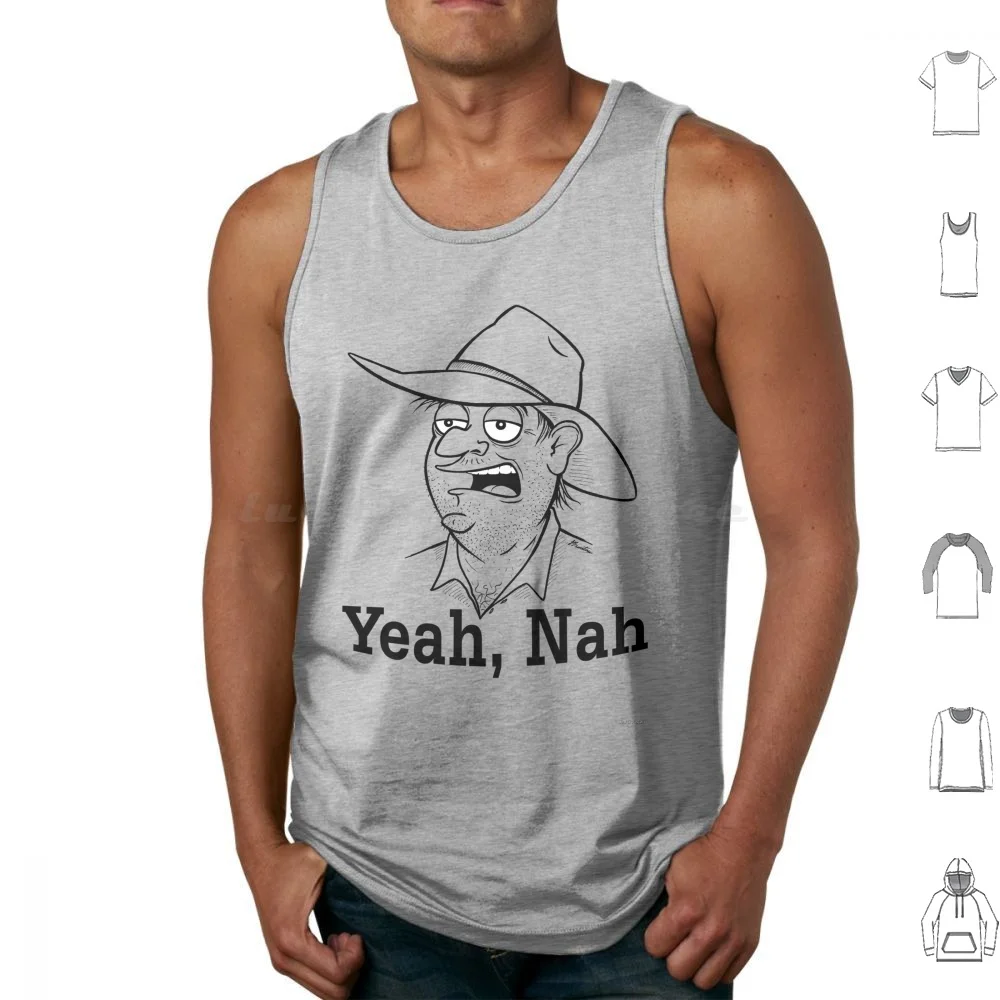 Camisetas sin mangas de algodón con estampado de Yes Nah, Australia australiana, Slang, Straya, dibujos animados divertidos, sombrero de broma