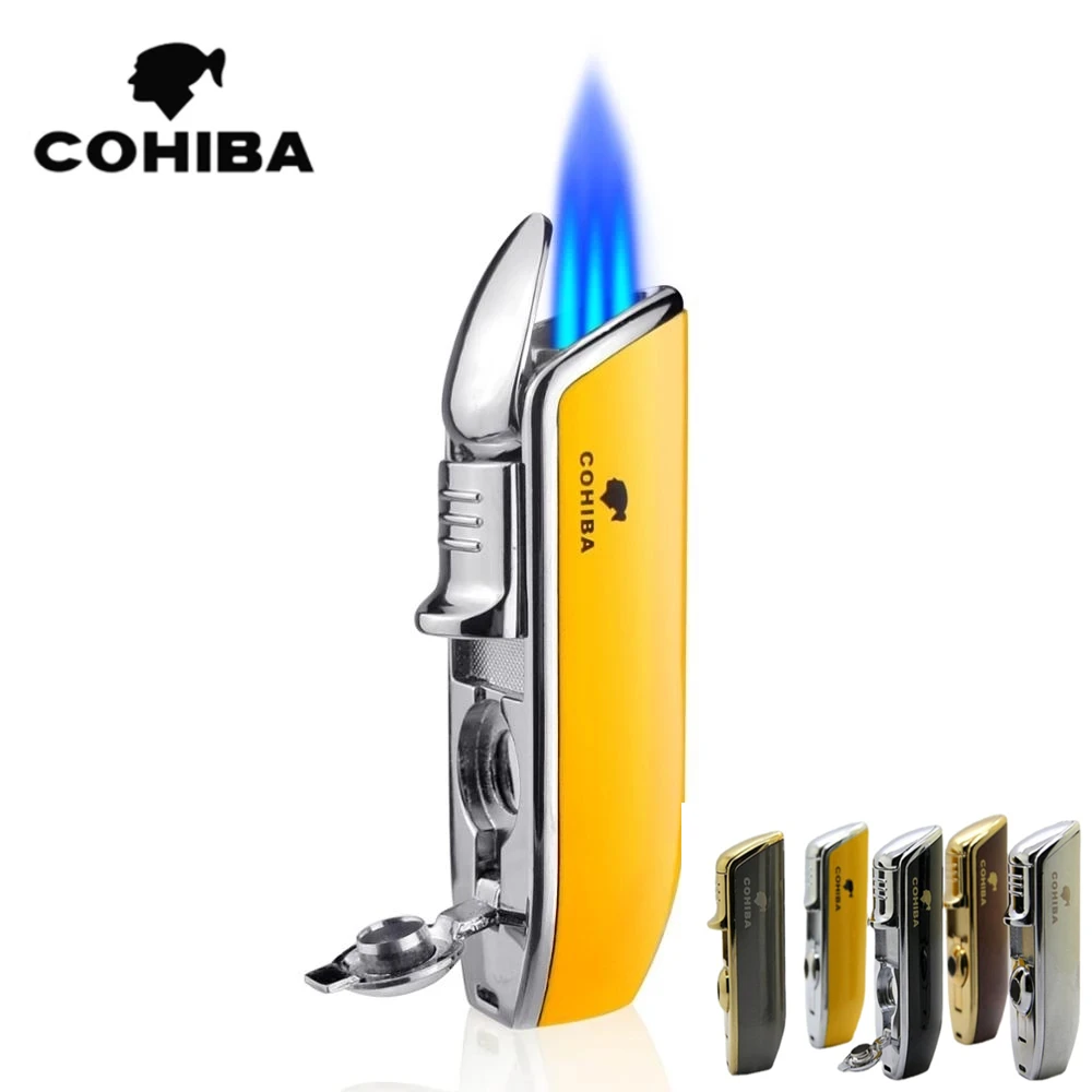 COHIBA Lighter Metal 3Jet Blue Flame Turbine Torch Windproof Lighter