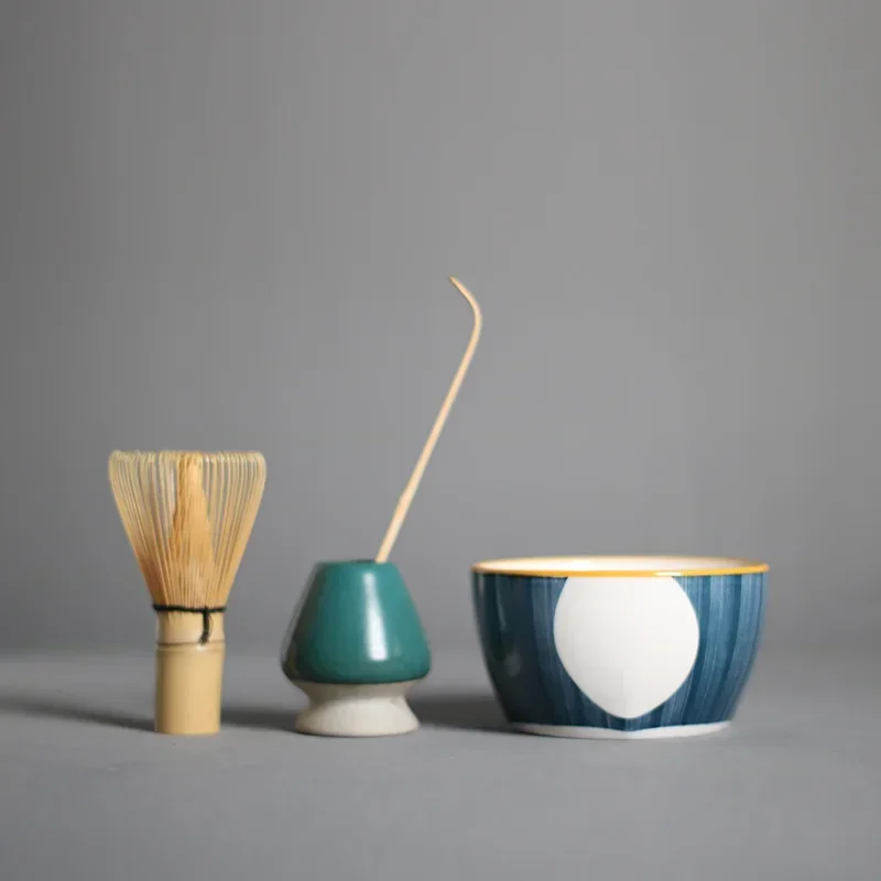Matcha Set In Ceramica E Bambù - Include Frusta In Bambù, Cucchiaio, Ciotola Con Beccuccio, Per La Preparazione Tradizionale Del Tè Matcha Set Per Matcha