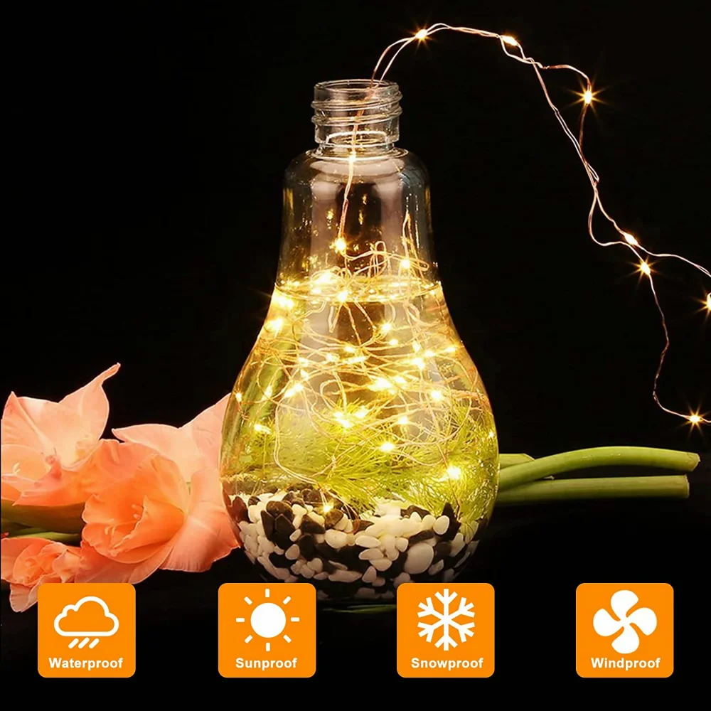 Solar LED Fairy Lights 300LED Solar String Lights Outdoor Waterproof 8 Modes Copper Wire Twinkle Light 2 Pack