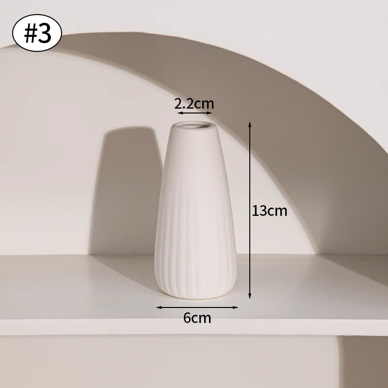 White Ceramic Nordic Vases - Decorative Home Ornaments for Living Room and Desktop Decor