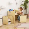 All-in-One Birch Wood Kids Table and Chair Set with Storage for Reading, Arts, and Snacks (Natural)