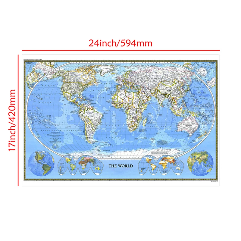 59*42cm mappa del mondo 1988 forniture per ufficio Poster dettagliato grafico da parete sfondi Non tessuti mappa della decorazione del Poster del mondo