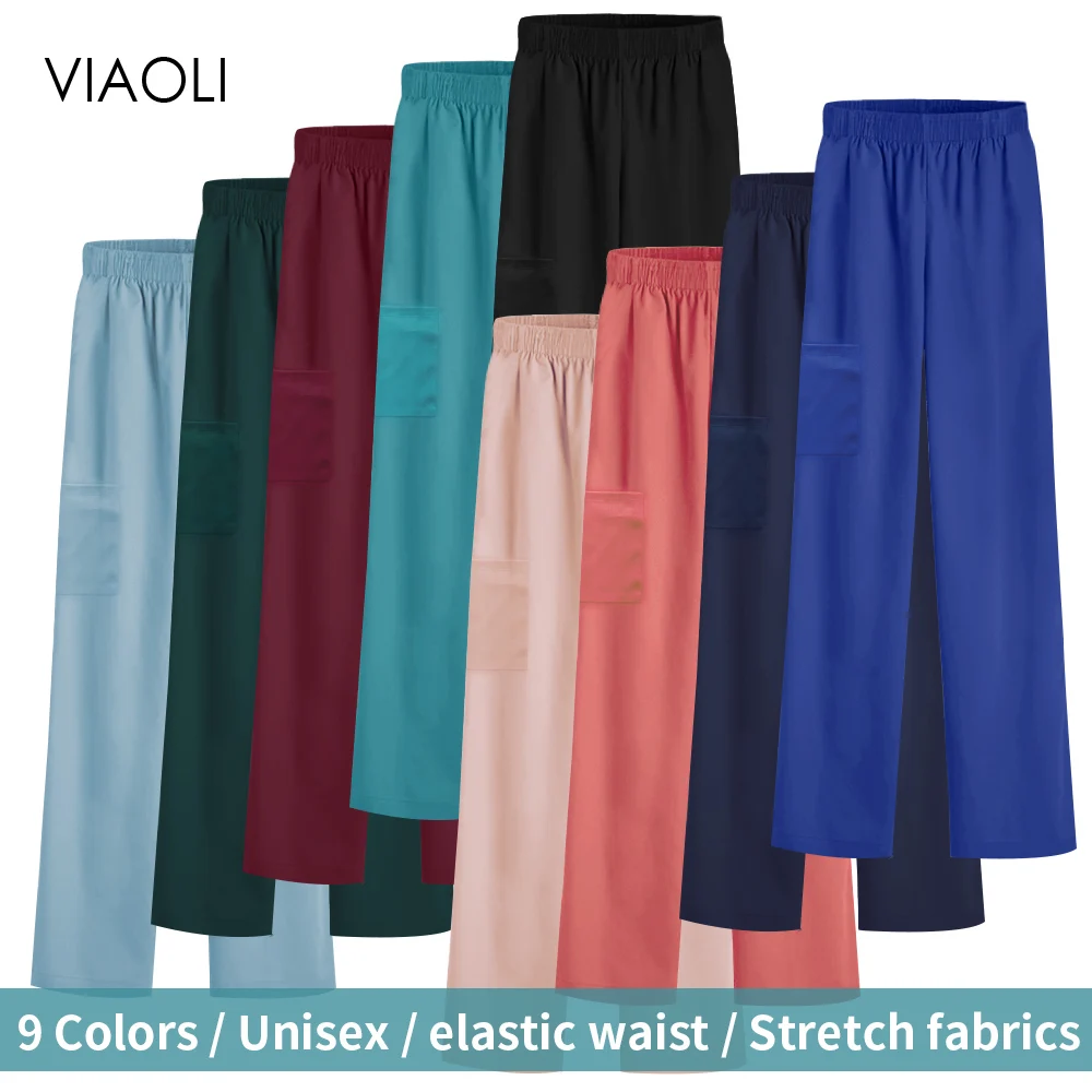 Hospital Women Scrub Pants Loose Medical Uniforms Doctor Coveralls