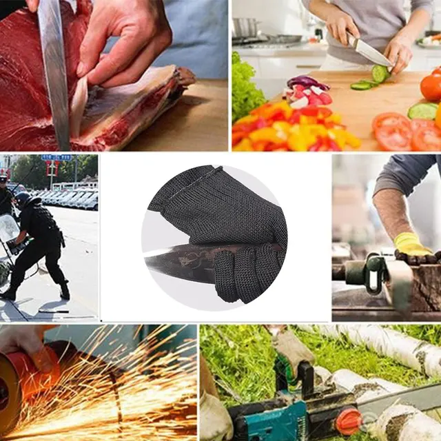 Black Level 5 Anticut Glove Safety Cut Proof Stab Resistant Wire Metal