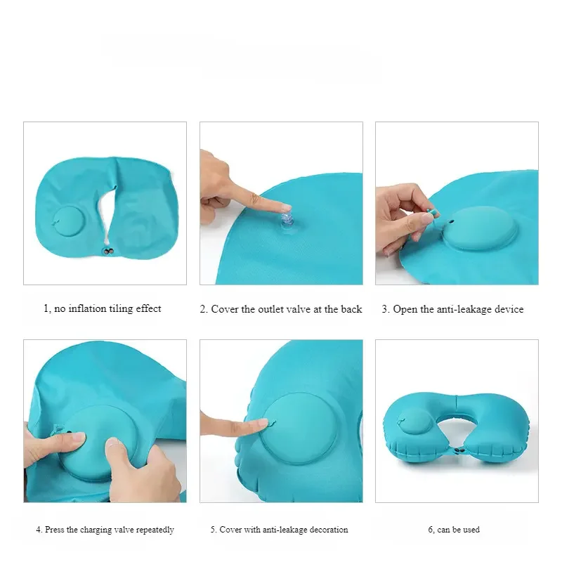 1pc Travel Pillow Airplanes Inflatable Light Portable U-Shape Automatic Inflatable Cervical Vertebr Pillow