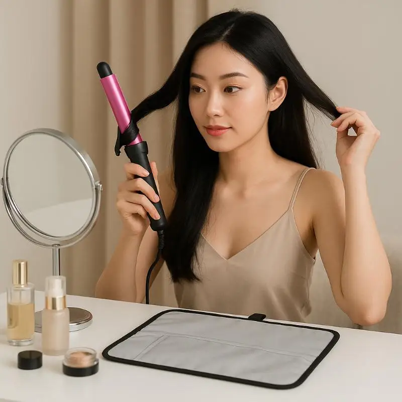 휴대용 방열 매트 열 저항 매트 파우치 헤어 스트레이트너 플랫 아이언 컬링 아이언 화상 방지 스타일링 정리함