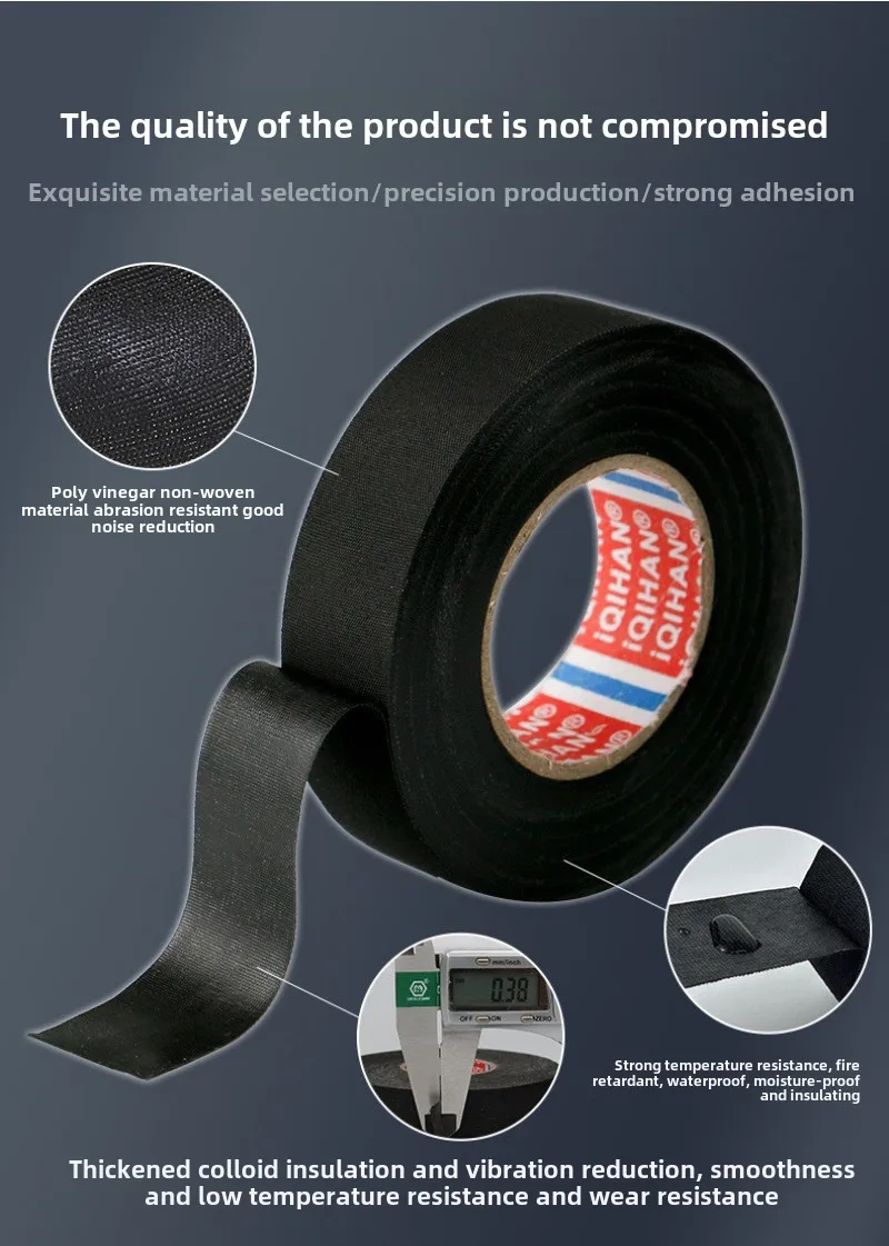 Wiring Harness Tape Polyester Wire Harness Tape Insulation Noise Reduction Shock Absorption Retardant High Temperature Car Bundling Flannel Tape