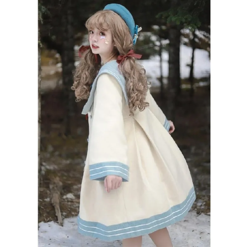 日本の女の子のウールのコート,愛らしいスタイル,パッチワーク付き,カシミアの学生服,ケープ,エレガントなコート,ロリータ AliExpress  Mobile