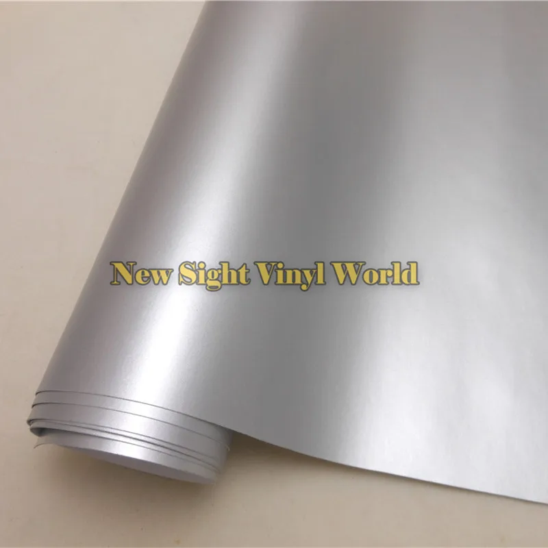 High Quality Matte Satin Chrome Metallic Silver Vinyl Folie Bubble Free For Car Styling Size:1.52*20M/Roll