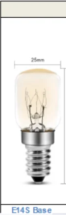 6 Pack Light Bulb T26 E12/E14/E17/E27/B22 25/15W 120V/230V Incandescent Small Edison for Microwave, Oven, Fridge, Salt Lamp