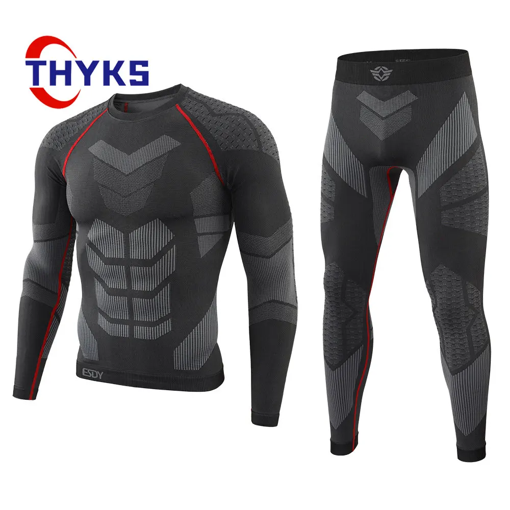

Men Cycling Jerseys Tight and Sweat Wicking Outdoor Sports Underwear Running Fitness Clothing Long Sleeved Pants Two-piece Set
