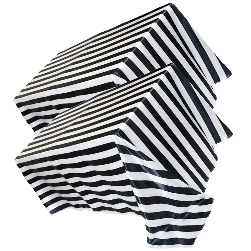 

2 Pcs Striped Tablecloth Plastic Serving Utensils Christmas Decorations Carnival Tablecloths