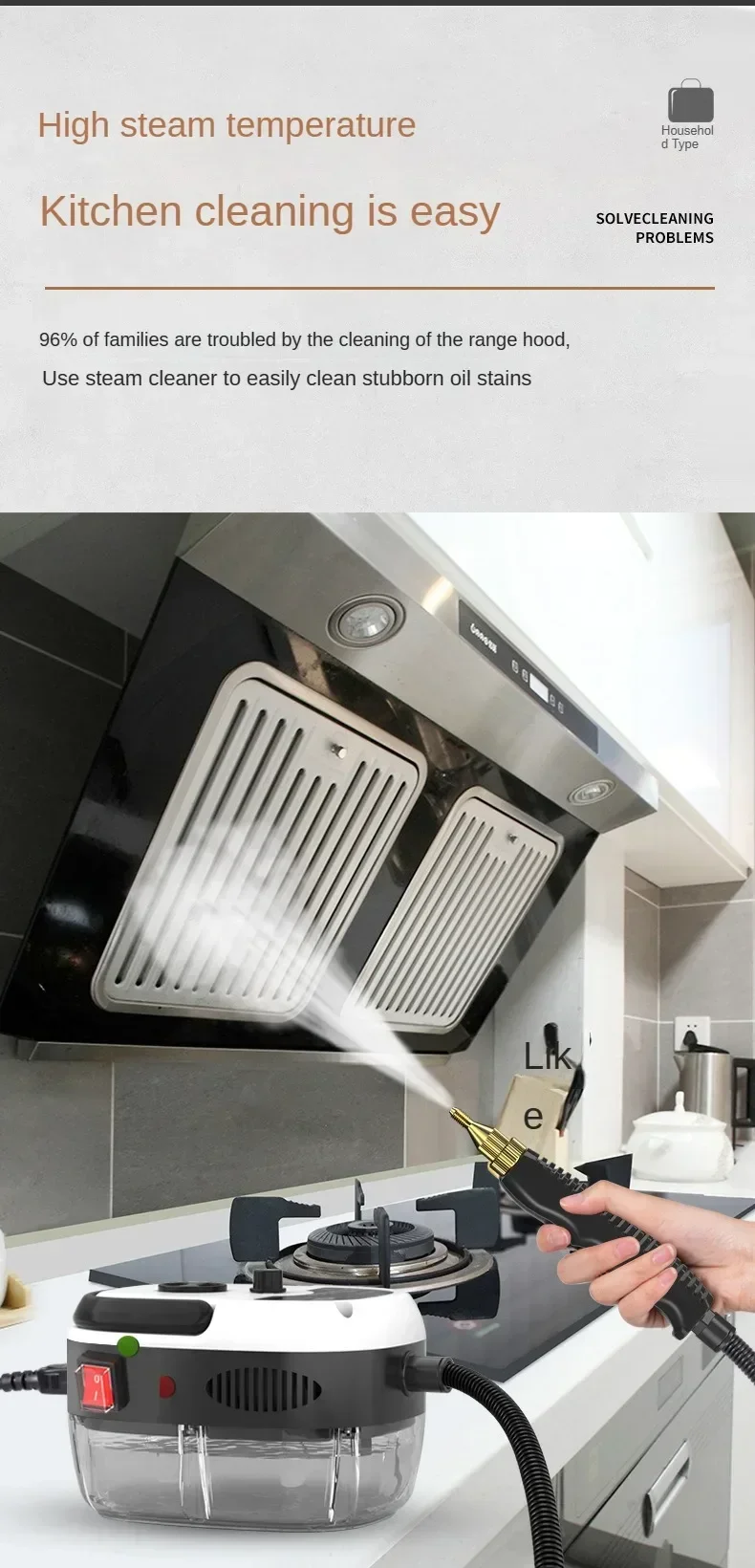 Tragbarer Dampfreiniger Hochtemperatur-Sterilisations-Druckstrahlreiniger für Haus, Auto, Küche, Klimaanlage – Detail 2