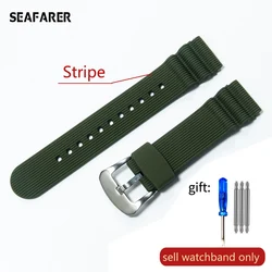 22MM Diving Rubber Watch Strap for Diver Scuba Watchband (Green(SW)-Steel)