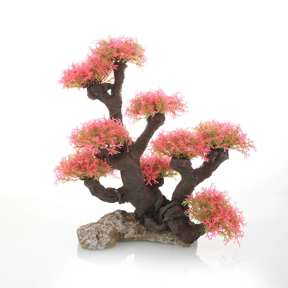 

27cm Large Moss Tree Artificial Aquarium Plants Fish Tank Landscape Decoration Resin Craft Sunken Wood Bonsai Plantas Accesorios