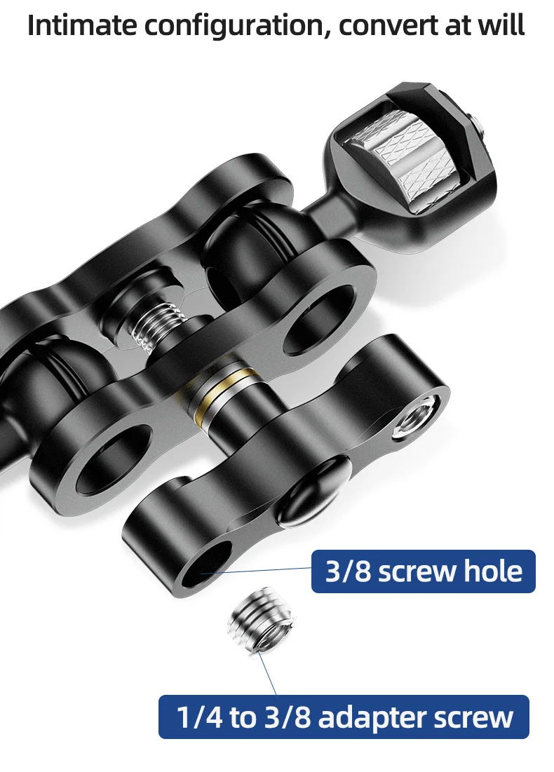 Description Picture 5 of itemDouble Ball Head Magic Arm 360 Ballheads with 1/4'' Screw for Iconic Brand Iconic Brand Nikon Camera Monitor Light Microphone Gimbal Cage Mount