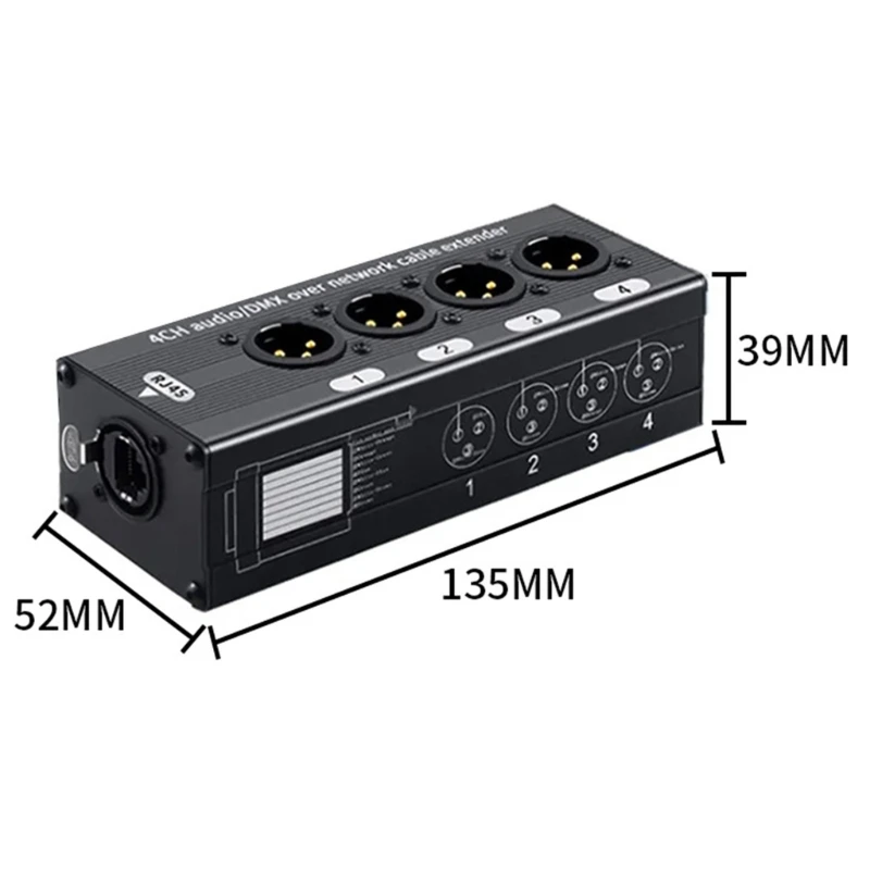 전문 음악 시스템 무대 조명용 금속 하우징이 있는 신뢰성 4채널 XLR DMX512 네트워킹 케이블 익스텐더