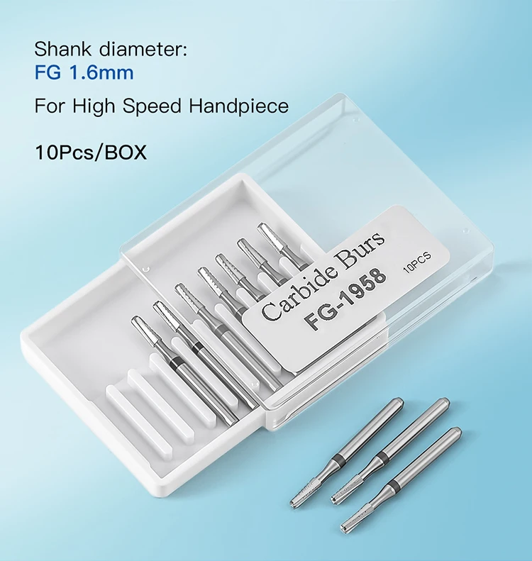 10 Stück/Box AZDENT Dental-Wolframkarbidfräser Metallschneidfräser FG 1,6mm für Zahnrestaurierung, Korona-Entfernung FG1957/1958 – Detail 3