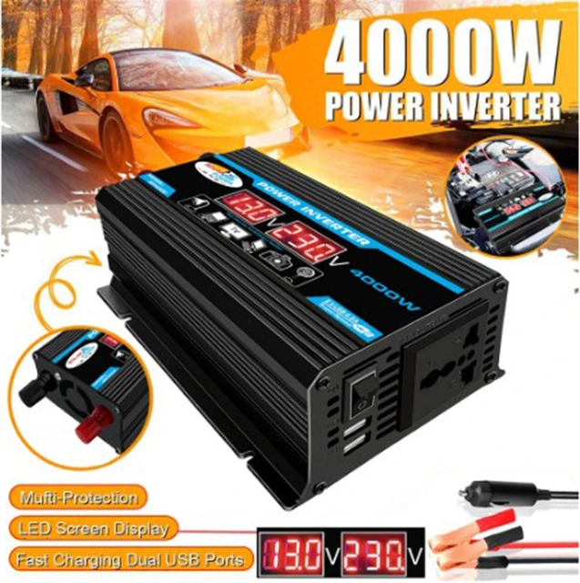 4000w 12v 220v/110v Led Ac Car Power Inverter Converter Charger Adapter  Inversor Dual Usb Transformer Modified Sine Wave