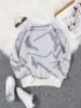 New Popular Spring Autumn Graffiti Jacquard Pattern Pullover Sweater Casual Round Neck Contrast Color Knitted Men's Pullover 2