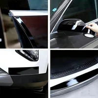 Car Stickers 3/5/7/10 cm Glossy Black Vinyl Wrap Stripe Adhesive Window Trim Film For Pillar Hood Roof Door 4
